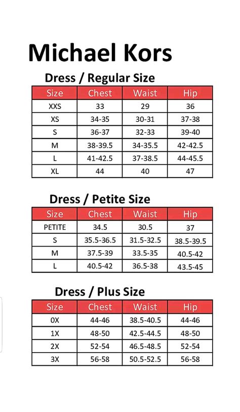 michael kors kids size chart.